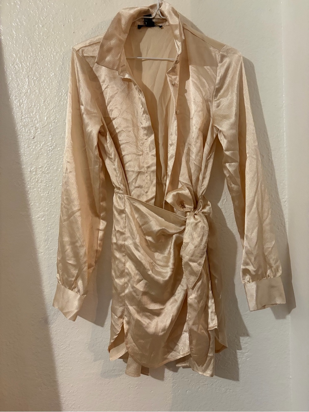 Silky Cream Wrap Sleep Shirt - Women Intimates